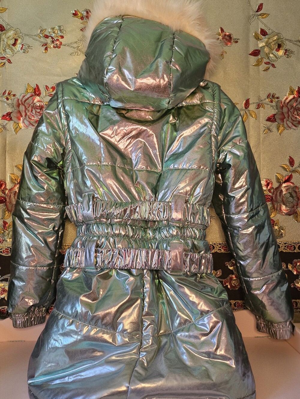 Club Exx Aurora Beam Iridescent Holographic Snowsuit with Faux Fur Hood - Picture 6 of 10